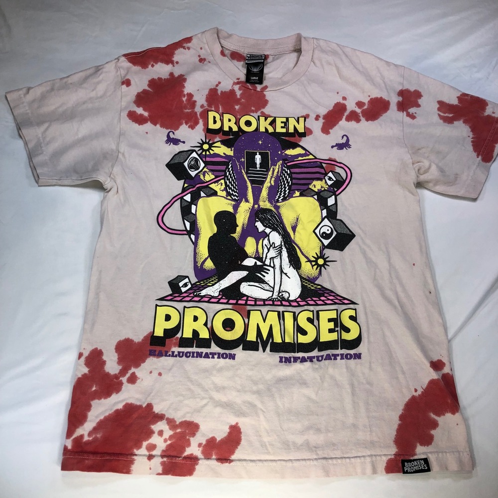 Broken‎ Promises Hallucination Infatuation Tie Dye Graphic T-Shirt Mens Large